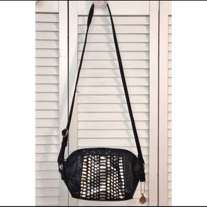 Metallic & Leather Crossbody Bag